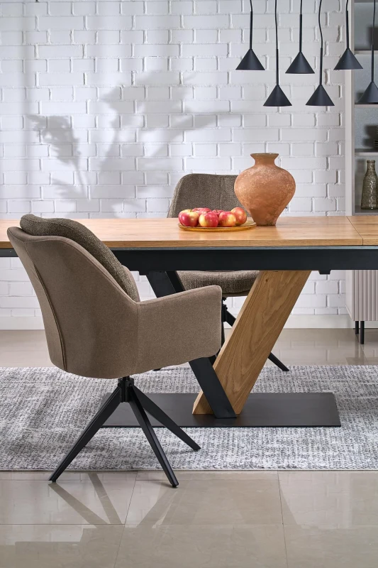 Krzesło obrotowe K591 tapicerowane do jadalni brązowy