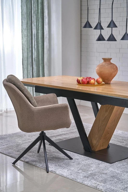 Krzesło obrotowe K591 tapicerowane do jadalni brązowy