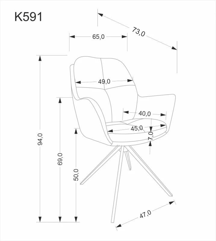 Krzesło obrotowe K591 tapicerowane do jadalni brązowy