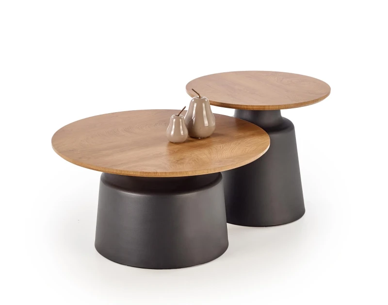 Zestaw 2 ław stolików kawowych MALOMI do salonu naturalny/czarny