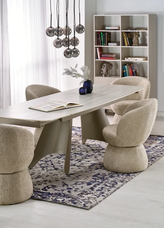 Stół rozkładany SALIX prostokątny do jadalni 180-260 cm trawertyn/kaszmir
