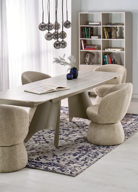 Stół rozkładany SALIX prostokątny do jadalni 180-260 cm trawertyn/kaszmir