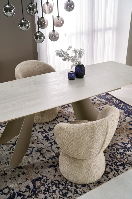 Stół rozkładany SALIX prostokątny do jadalni 180-260 cm trawertyn/kaszmir