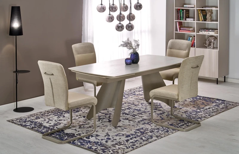 Stół rozkładany SALIX prostokątny do jadalni 180-260 cm trawertyn/kaszmir