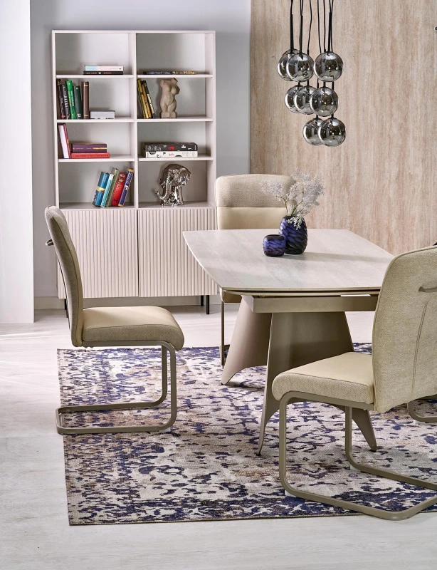 Stół rozkładany SALIX prostokątny do jadalni 180-260 cm trawertyn/kaszmir