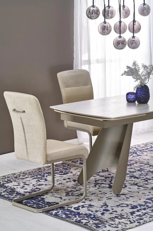 Stół rozkładany SALIX prostokątny do jadalni 180-260 cm trawertyn/kaszmir