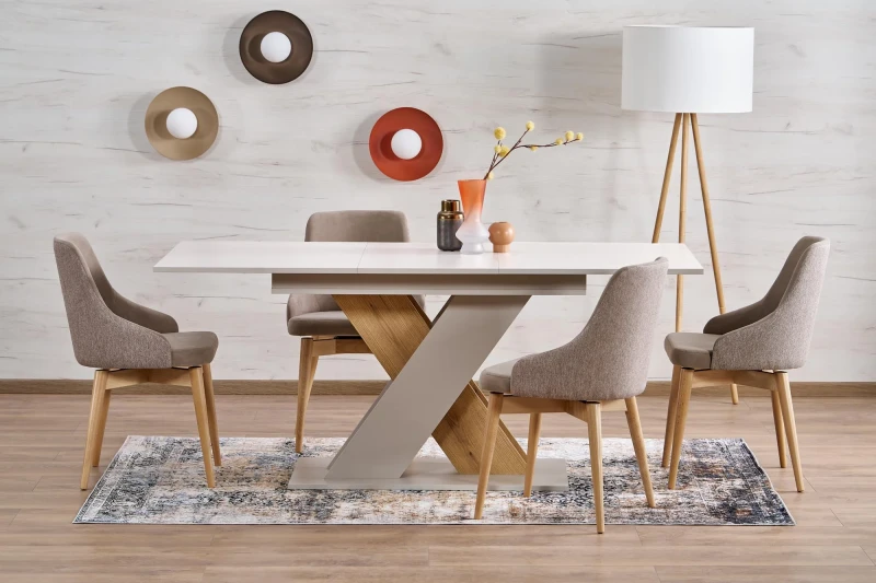 Stół rozkładany XARELTO prostokątny do jadalni 130-175 cm kaszmir / dąb cremona