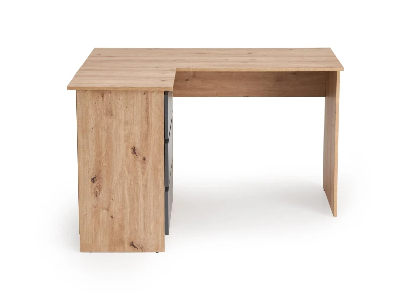 Biurko narożne BEGA 124 cm z 3 szufladami dąb artisan / grafitowy