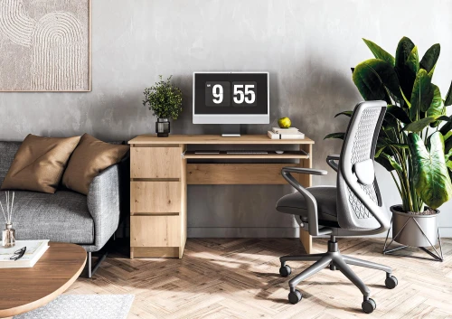 Biurko komputerowe CINO 120 cm z szufladami dąb artisan