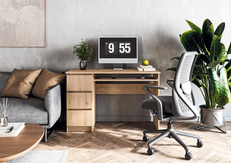 Biurko komputerowe CINO 120 cm z szufladami dąb artisan