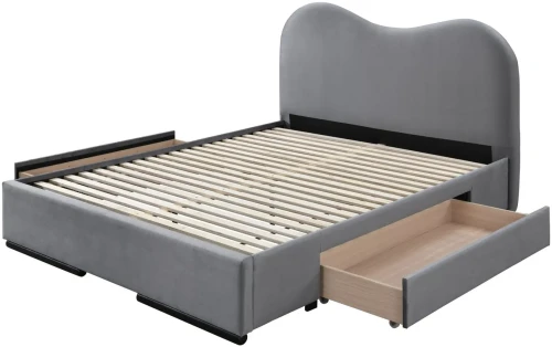 Łóżko tapicerowane AMBER 160x200 cm z szufladami popiel