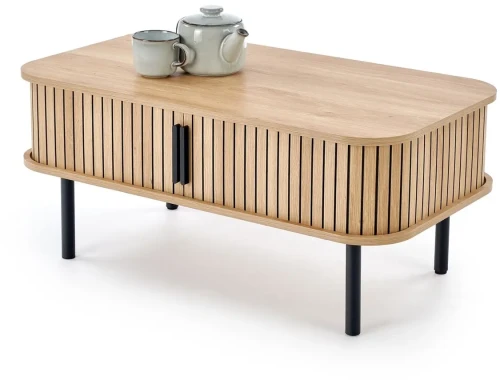 Ława stolik ANGELINA 90x50 cm z funkcją schowka naturalny / czarny