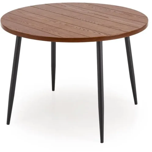 Stół okrągły BARRY 105 cm loftowy do jadalni z blatem orzechowy/czarny