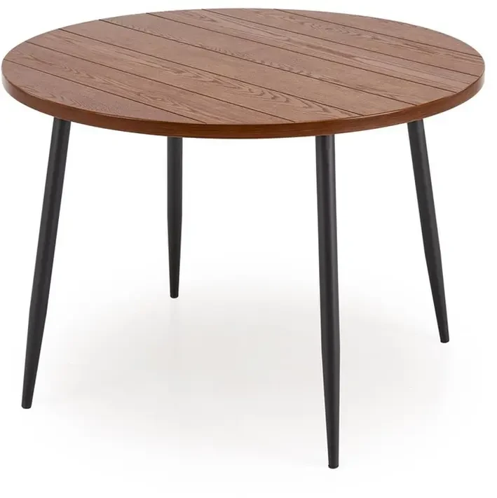 Stół okrągły BARRY 105 cm loftowy do jadalni z blatem orzechowy/czarny
