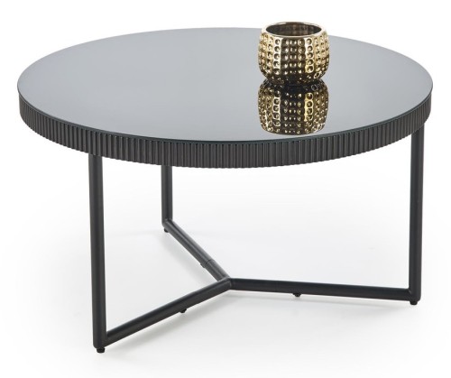 Stolik ława nowoczesna okrągła COSMO 80 cm ze szklanym blatem czarna