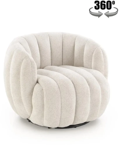 Fotel obrotowy FRASER tapicerowany do salonu kremowy