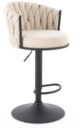 Hoker barowy H125 tapicerowany nowoczesny z oparciem do kuchni beżowy/czarny