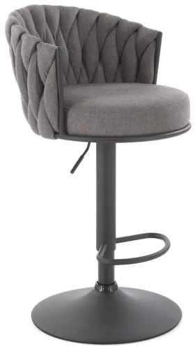 Hoker barowy H125 tapicerowany nowoczesny z oparciem do kuchni popielaty/czarny