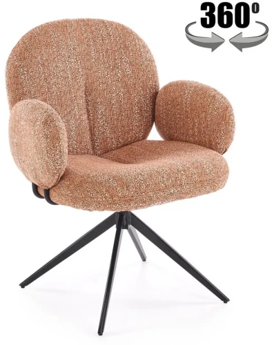 Krzesło obrotowe K568 tapicerowane do jadalni cynamonowe