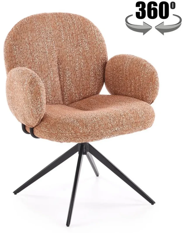 Krzesło obrotowe K568 tapicerowane do jadalni cynamonowe