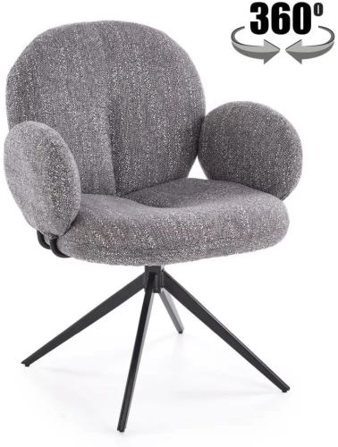Krzesło obrotowe K568 tapicerowane do jadalni popielate