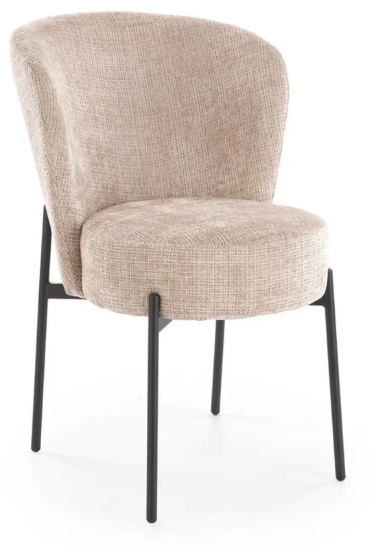 Krzesło K590 tapicerowane na metalowym stelażu do jadalni beżowy