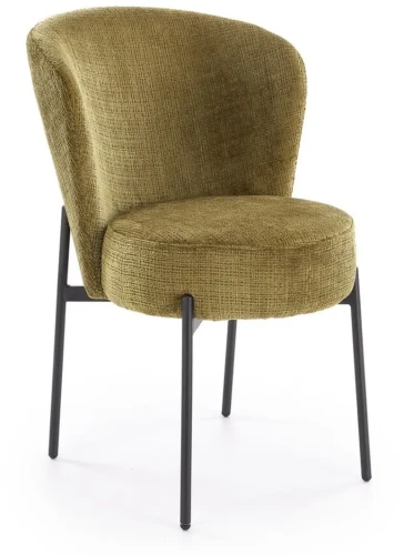 Krzesło K590 tapicerowane na metalowym stelażu do jadalni oliwkowy