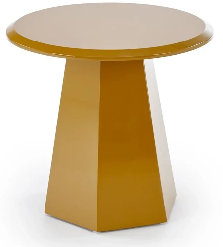 Ława stolik kawowy LOCA okrągła do salonu 50 cm musztardowy