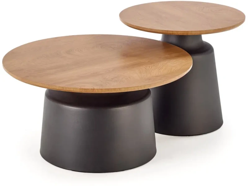 Zestaw 2 ław stolików kawowych MALOMI do salonu naturalny/czarny