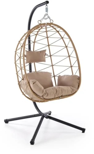 Fotel ogrodowy SNAKE 1-osobowy kokon z rattanu syntetycznego naturalny / beżowy