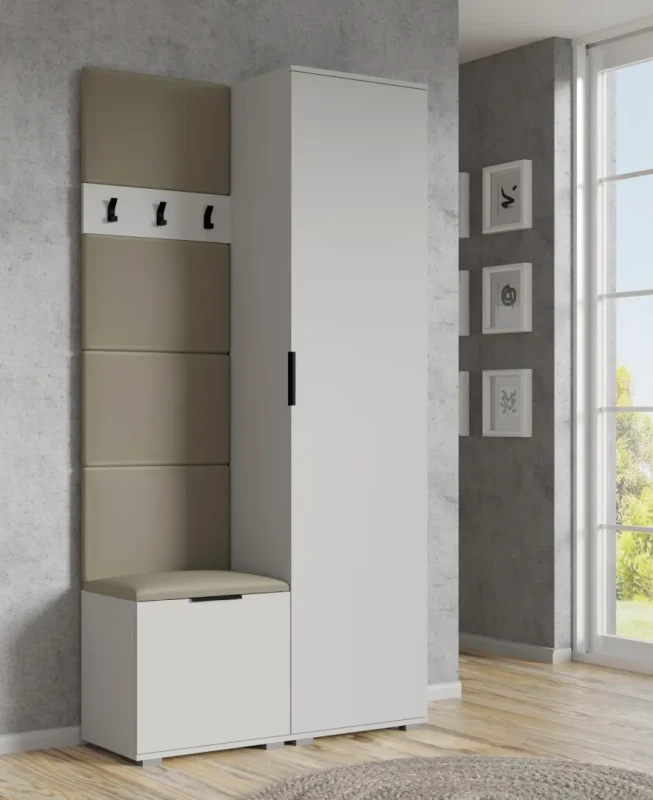 Szafa słupek CLIF SL-50 z drążkiem i półkami do przedpokoju biały