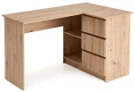 Biurko narożne BEGA 124 cm z 3 szufladami dąb artisan