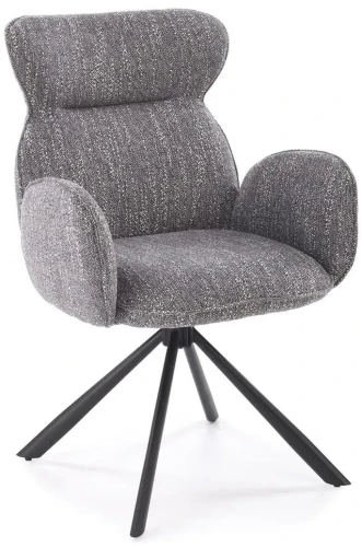 Krzesło tapicerowane K571 z funkcją obracania i podłokietnikami do jadalni popielaty