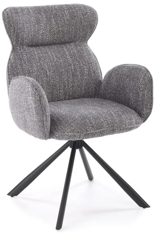 Krzesło tapicerowane K571 z funkcją obracania i podłokietnikami do jadalni popielaty