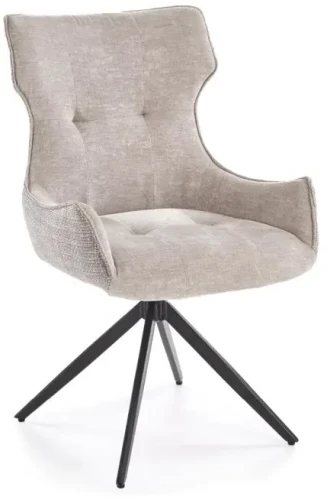 Krzesło tapicerowane K573 z funkcją obracania i podłokietnikami do jadalni popielaty