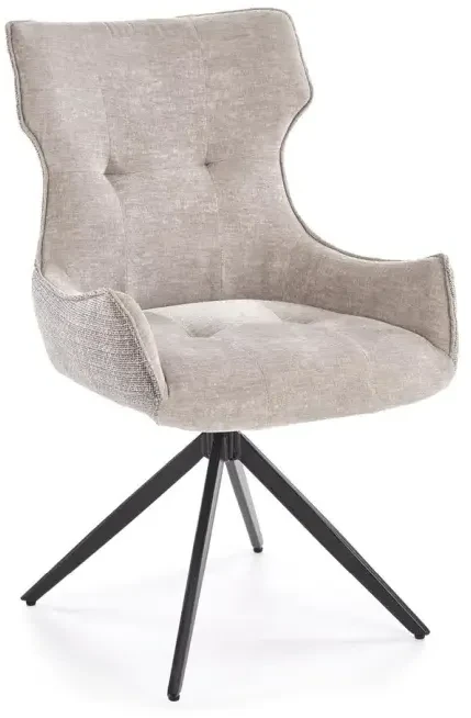 Krzesło tapicerowane K573 z funkcją obracania i podłokietnikami do jadalni popielaty