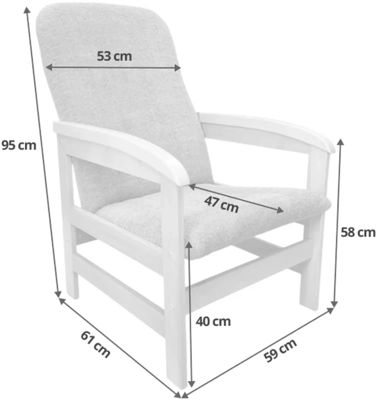 Fotel tapicerowany Luca gładki na drewnianym stelażu do salonu