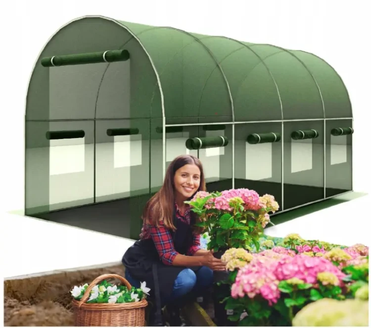 Tunel ogrodowy foliowy 4x2,5 m zielony 10 m² szklarnia PE UV4 stelaż stalowy fi 25
