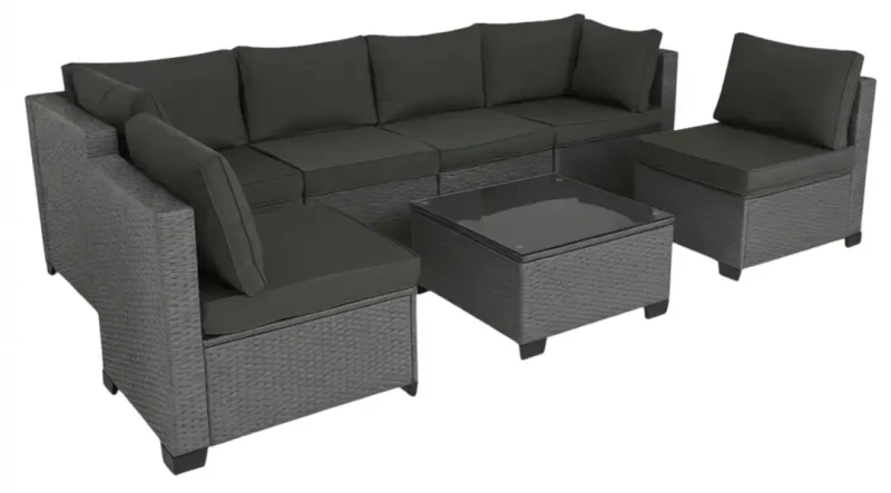 Zestaw mebli ogrodowych technorattan narożnik + stolik szary XL2501