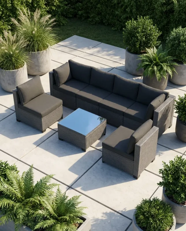 Zestaw mebli ogrodowych technorattan narożnik + stolik szary XL2501