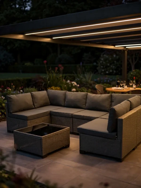 Zestaw mebli ogrodowych technorattan narożnik + stolik szary XL2501