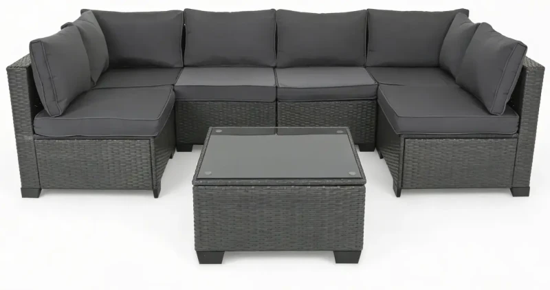 Zestaw mebli ogrodowych technorattan narożnik + stolik szary XL2501