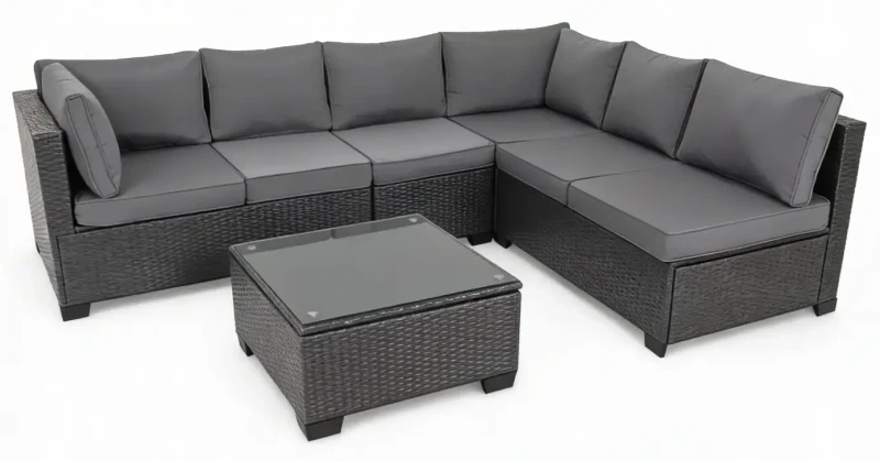Zestaw mebli ogrodowych technorattan narożnik + stolik szary XL2501