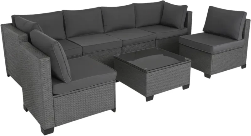 Zestaw mebli ogrodowych technorattan narożnik + stolik szary XL2501