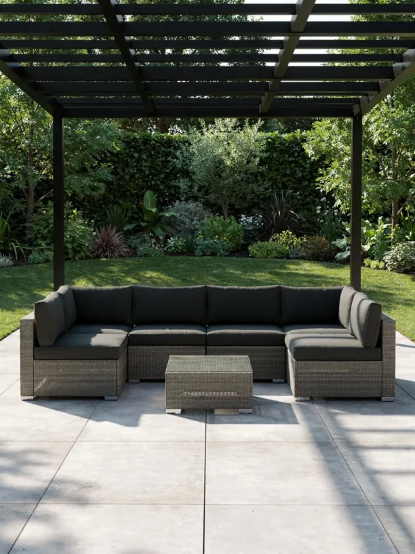 Zestaw mebli ogrodowych technorattan narożnik + stolik szary XL2501