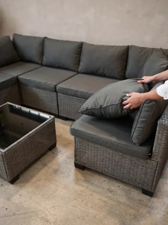 Zestaw mebli ogrodowych technorattan narożnik + stolik szary XL2501