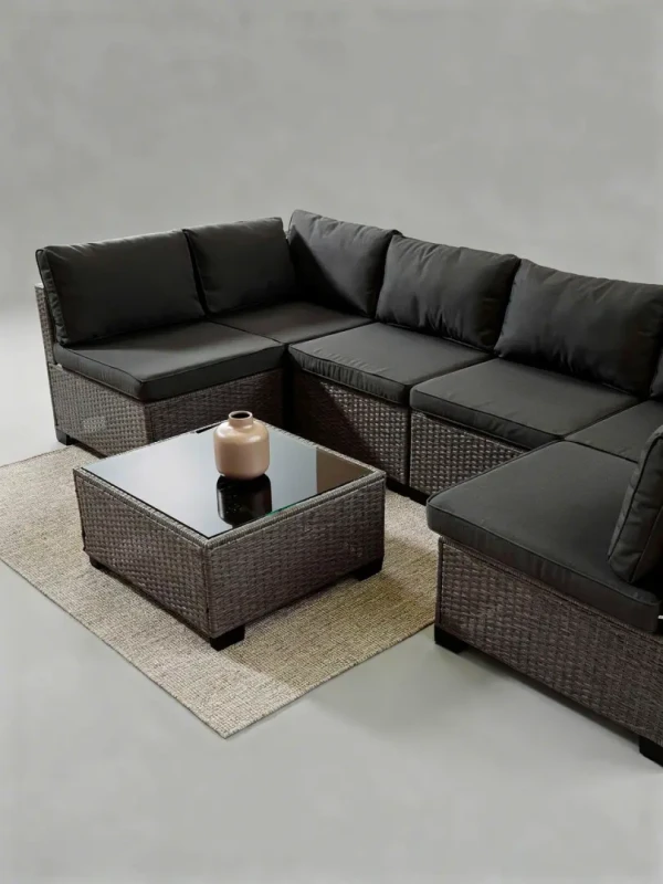 Zestaw mebli ogrodowych technorattan narożnik + stolik szary XL2501