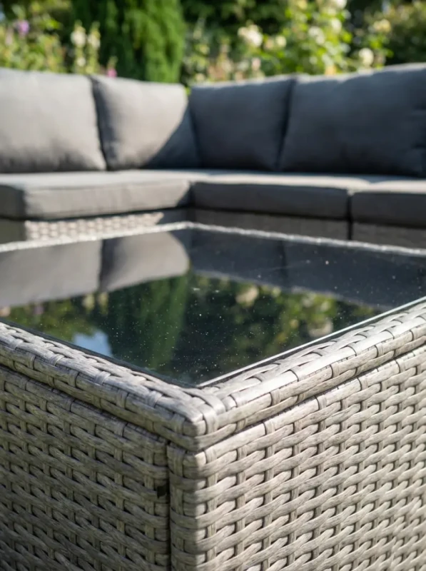 Zestaw mebli ogrodowych technorattan narożnik + stolik szary XL2501