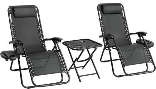 Zestaw 2 leżaków ogrodowych ze stolikiem TDC-2503 czarny składany regulowany