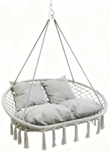 Fotel wiszący bocianie gniazdo dwuosobowe HC2502-LG jasny szary do ogrodu i wnętrz